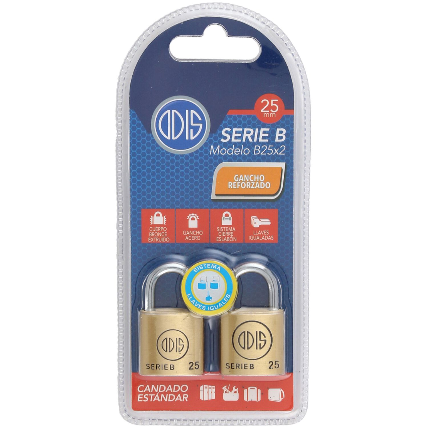 Pack 2 Candados Odis B25 25mm - Llaves Iguales image number 3.0