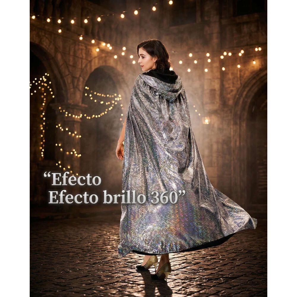 Capa Glitter Brillante Con Capucha Para Cosplay Y Disfraz image number 30.0