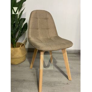 Pack 4 Silla Capiton&eacute; Lino N&oacute;rdica Con Patas De Madera Haya