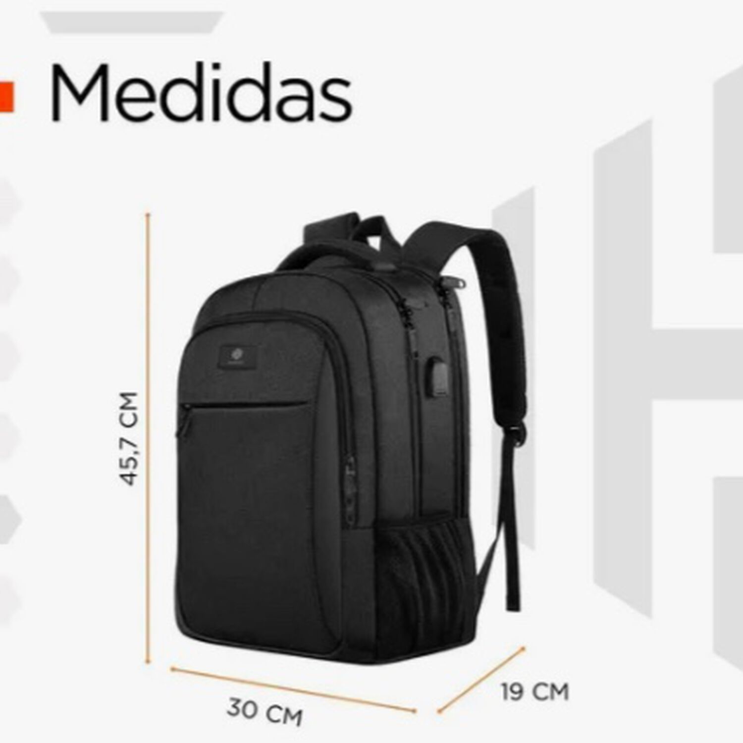 Mochila Notebook Antirrobo Negra image number 4.0