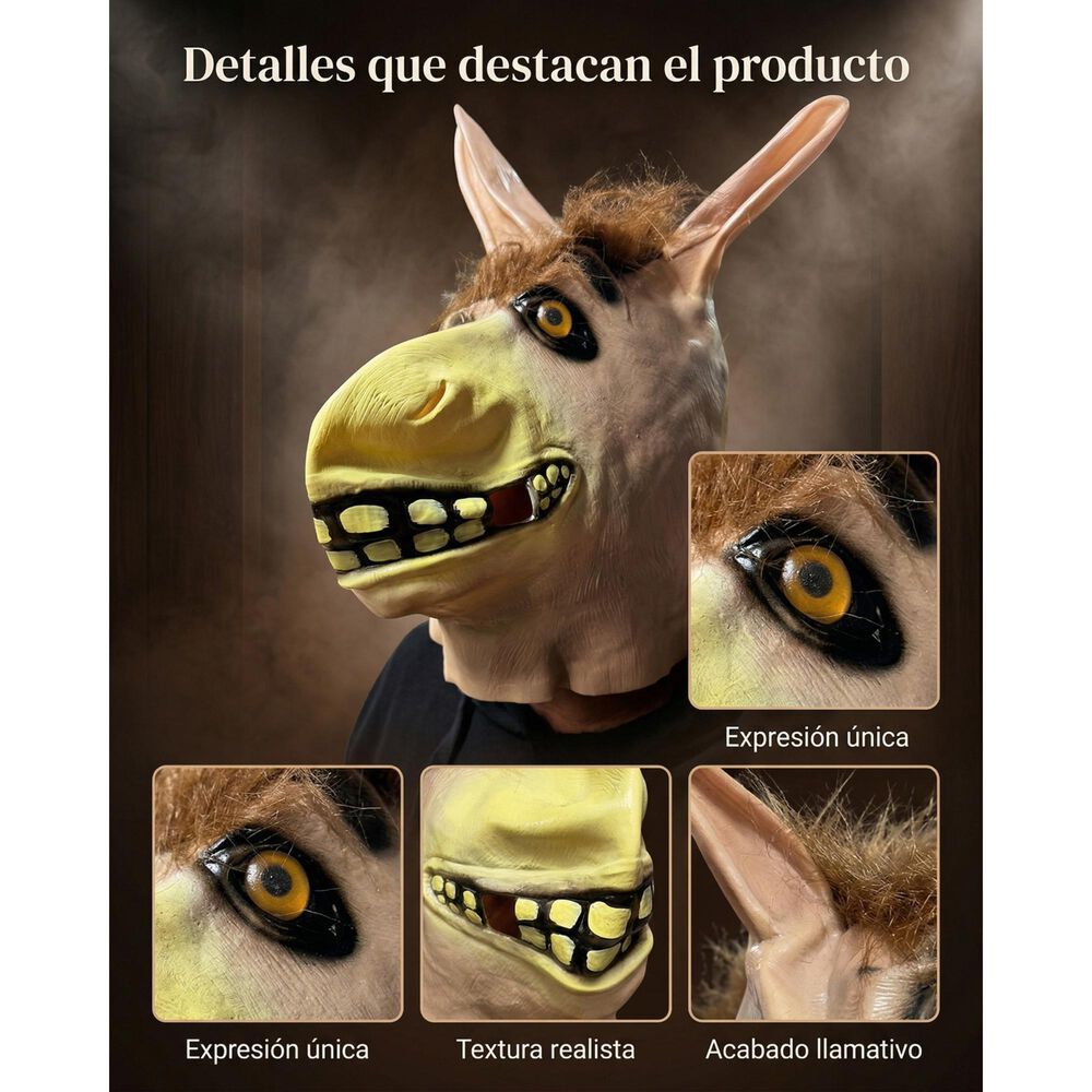 M&aacute;scara Burro Estilo Shrek Cabeza Completa Para Cosplay image number 8.0