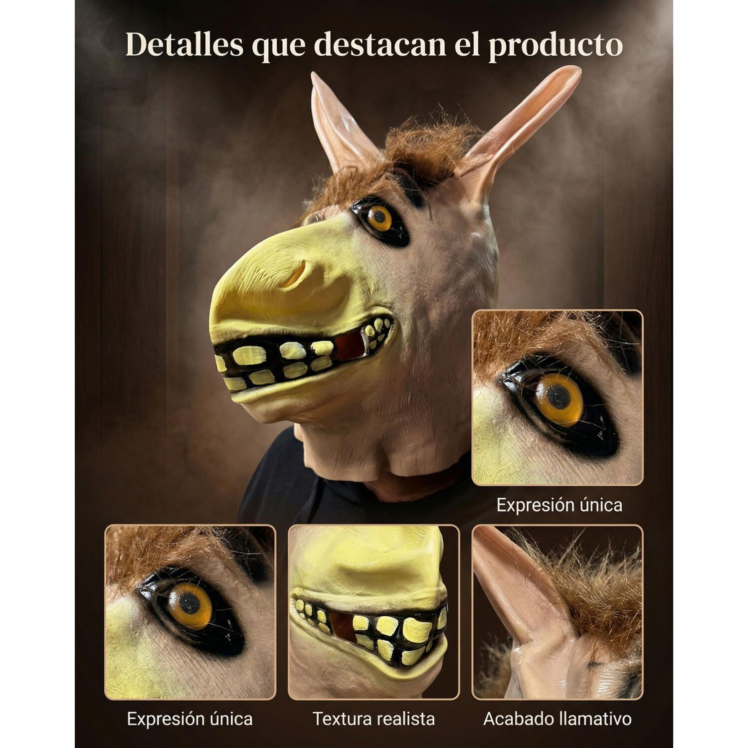 M&aacute;scara Burro Estilo Shrek Cabeza Completa Para Cosplay image number 8.0
