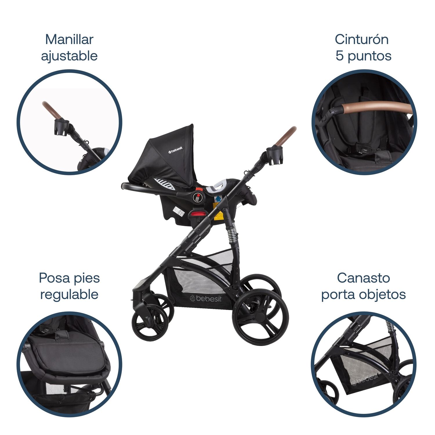Coche Cuna Travel System Quest Lx Negro Bebesit image number 4.0