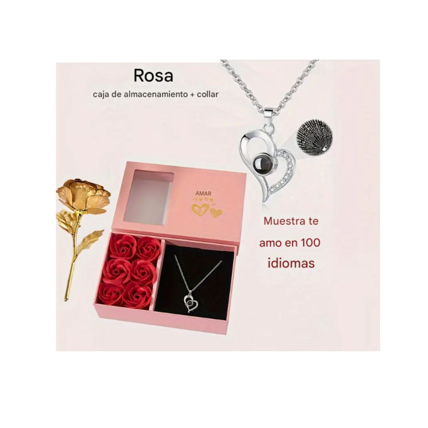 Caja Joyer&iacute;a De Flores Eternas Y Collar Love Mujer Amor image number 4.0