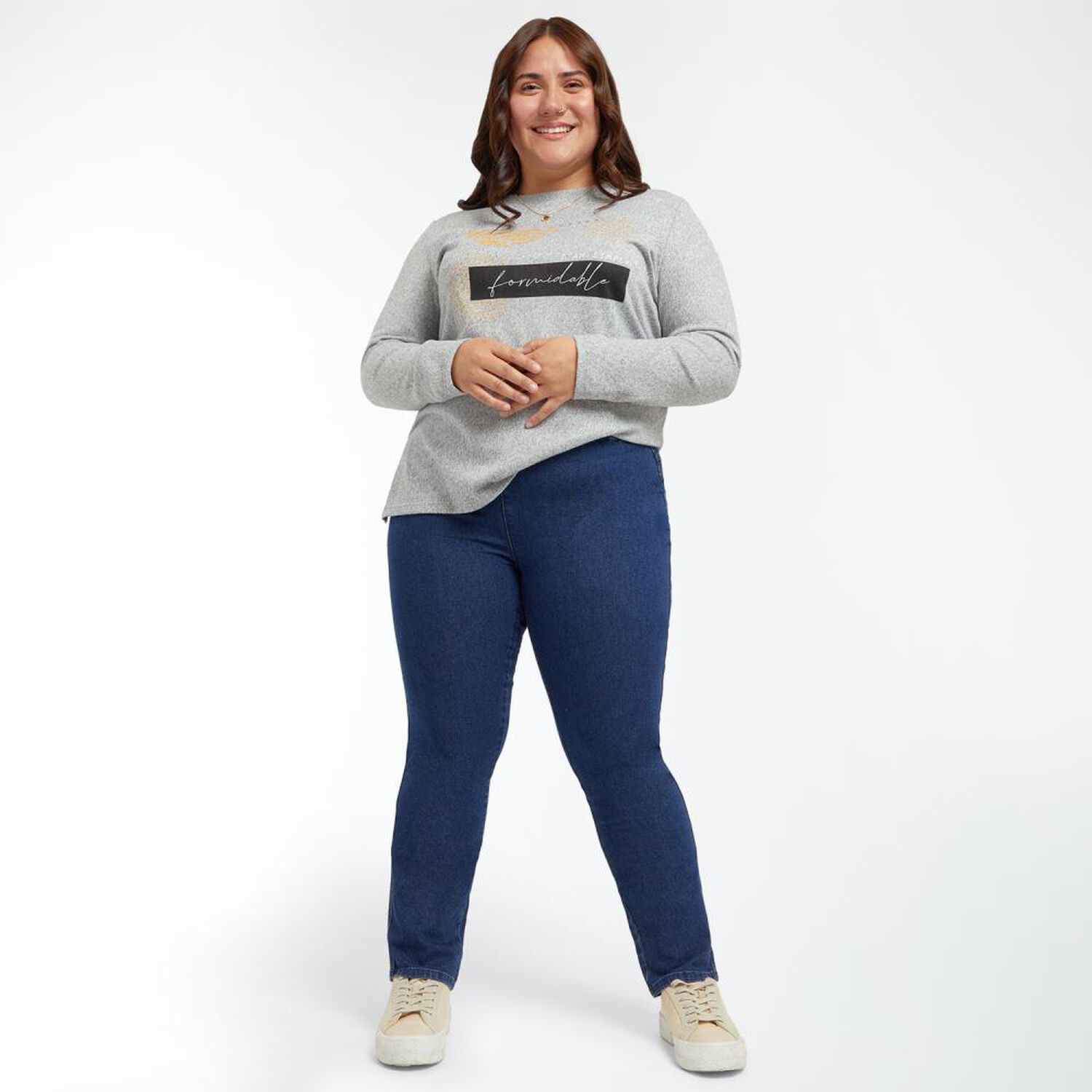 Jegging Talla Grande Tiro Medio Skinny Sin Cierre Mujer Sexy Large image number 1.0