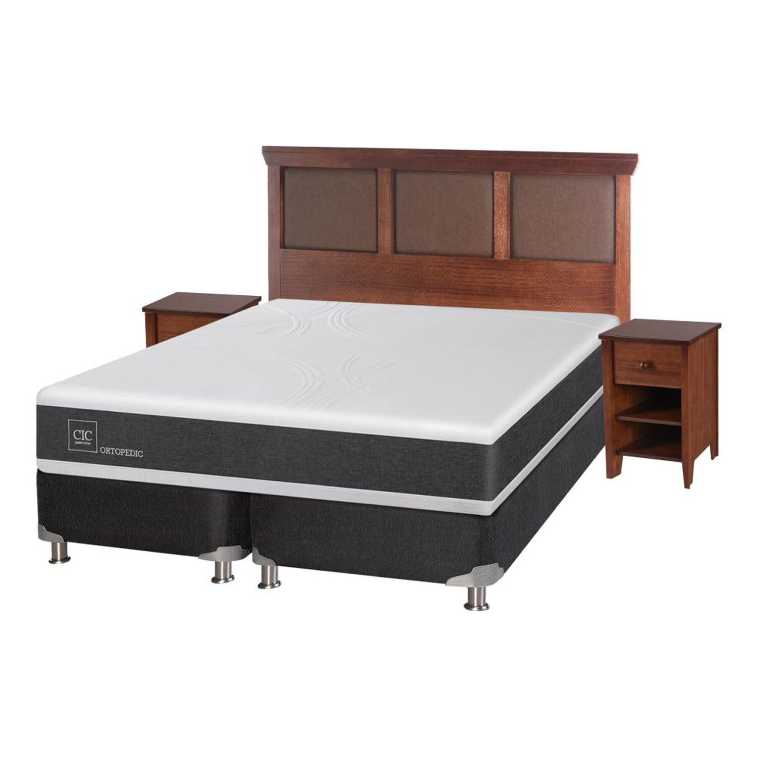 Box Spring Cic Ortopedic / 2 Plazas / Base Dividida + Set De Maderas image number 1.0