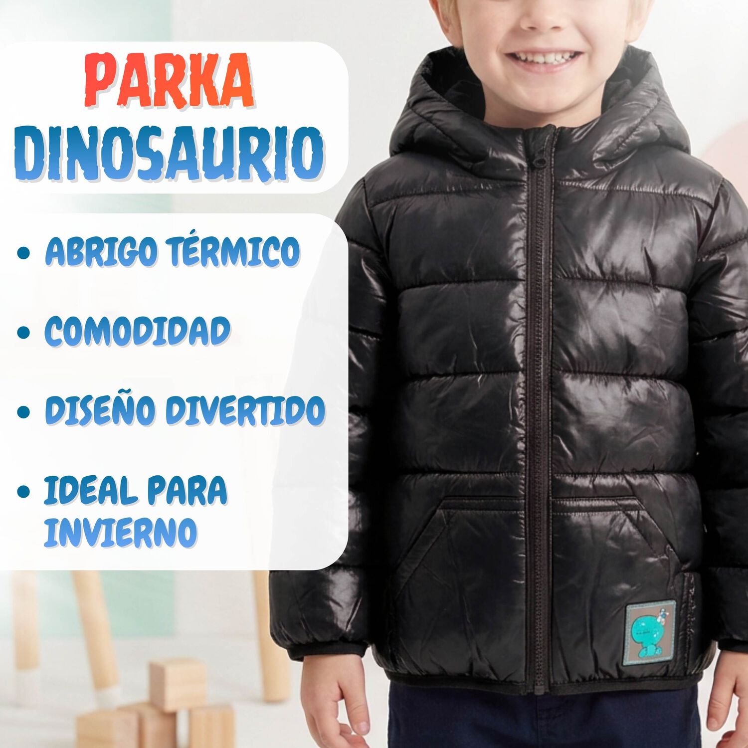 Parka Dinosaurio Con Capucha Manga Larga Ni&ntilde;o Jump Kids image number 3.0