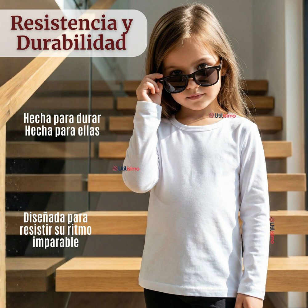 Pack 6 Camisetas Algod&oacute;n Manga Larga Polera Primera Capa Blanco Ni&ntilde;a image number 6.0