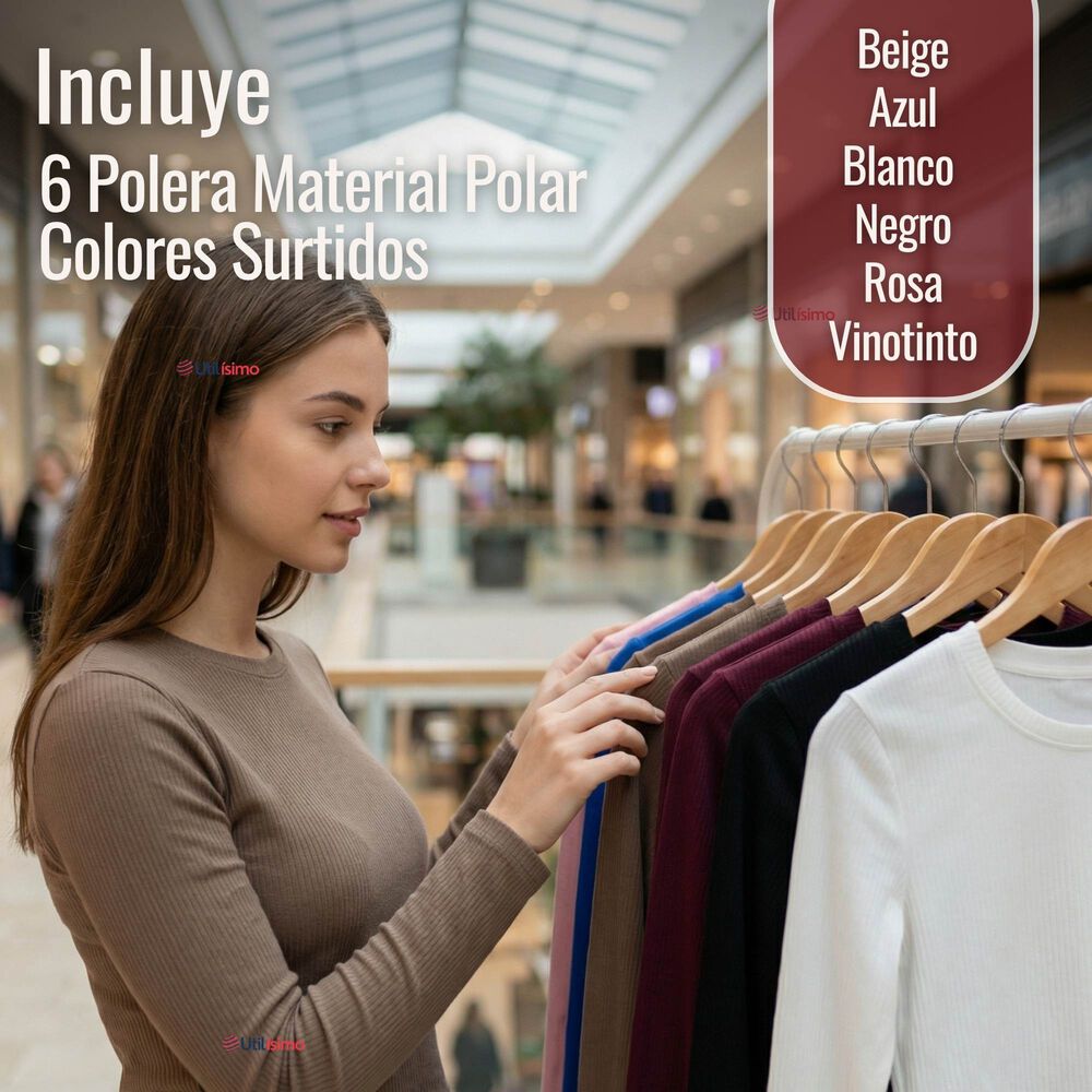 Pack 6 Camiseta Polar Manga Larga Polera Tela Acanalada Colores Surtidos image number 1.0