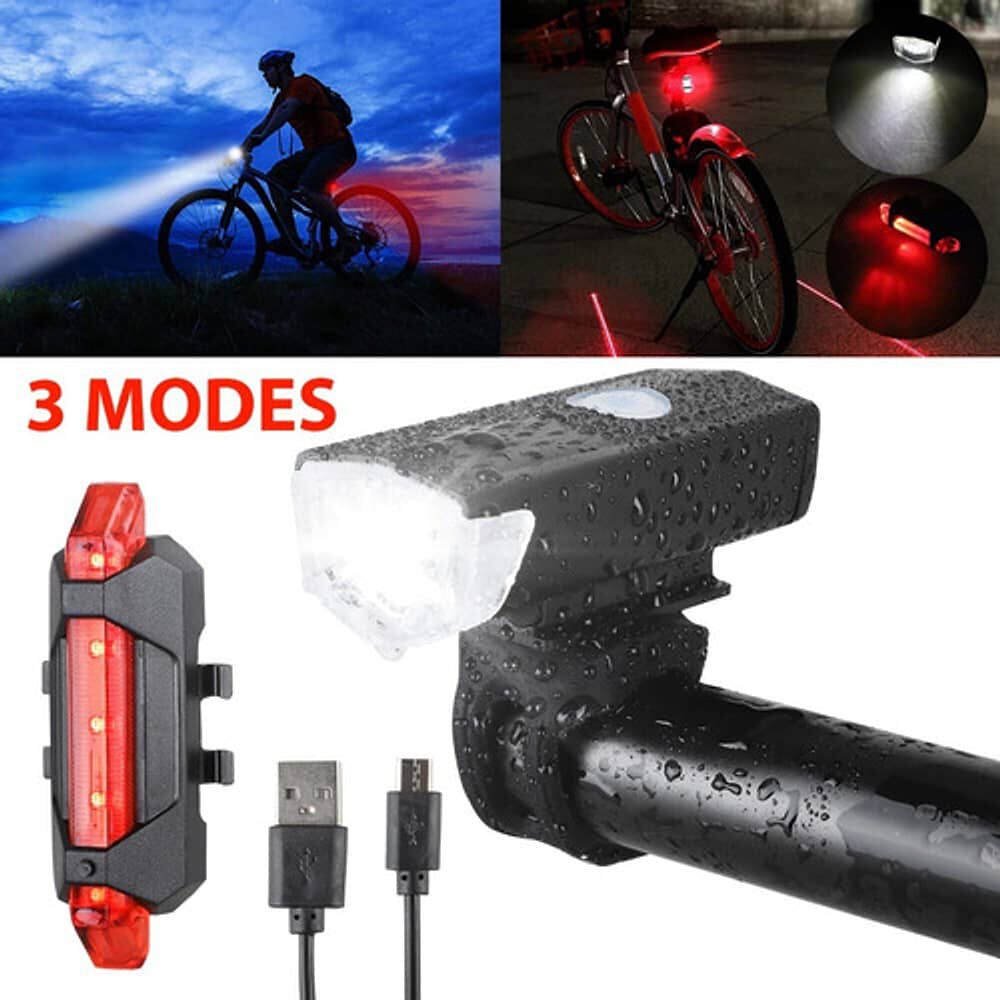 Pack Luz Bicicleta Delantera Y Trasera Recargable Usb image number 1.0