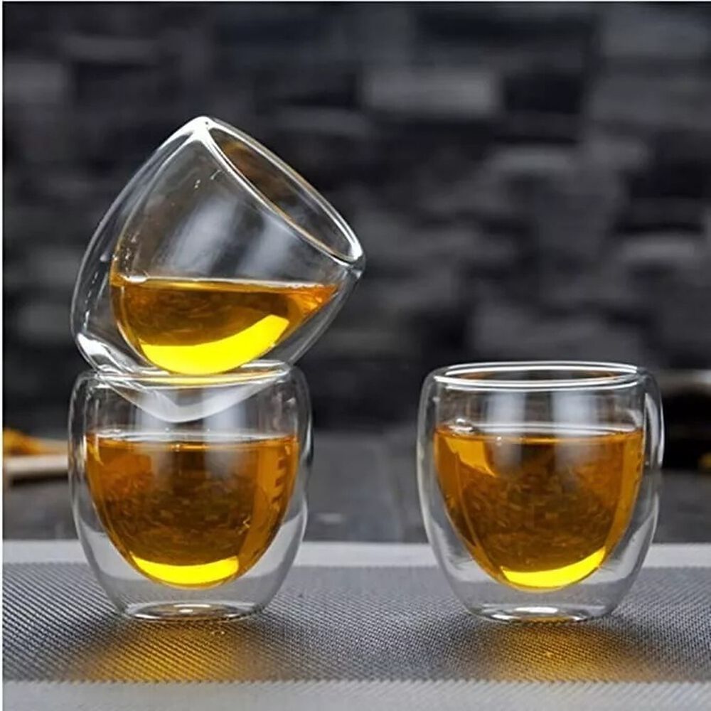 Set 4 Tazas Espresso Doble Pared Vidrio 250ml Cukin Transparente image number 3.0