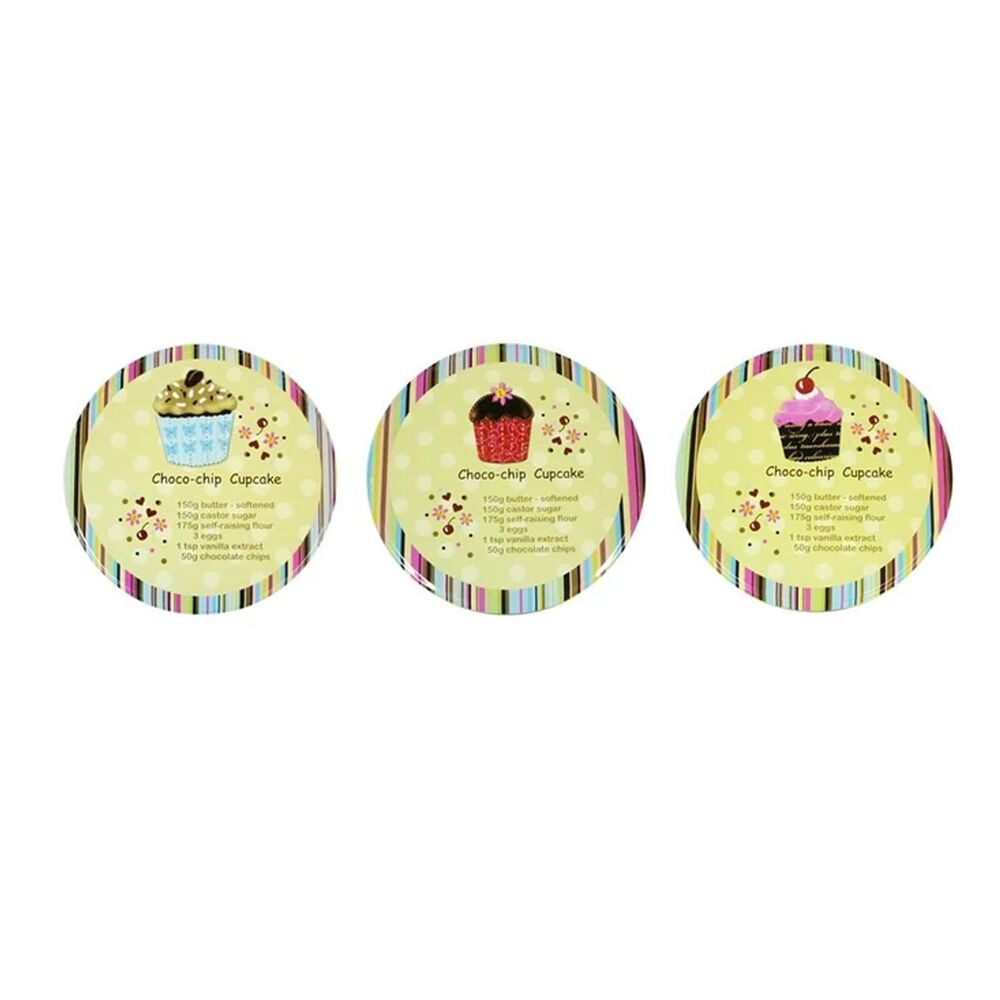 Set De 3 Canister Redondos De Metal Dise&ntilde;o Cupcakes image number 2.0