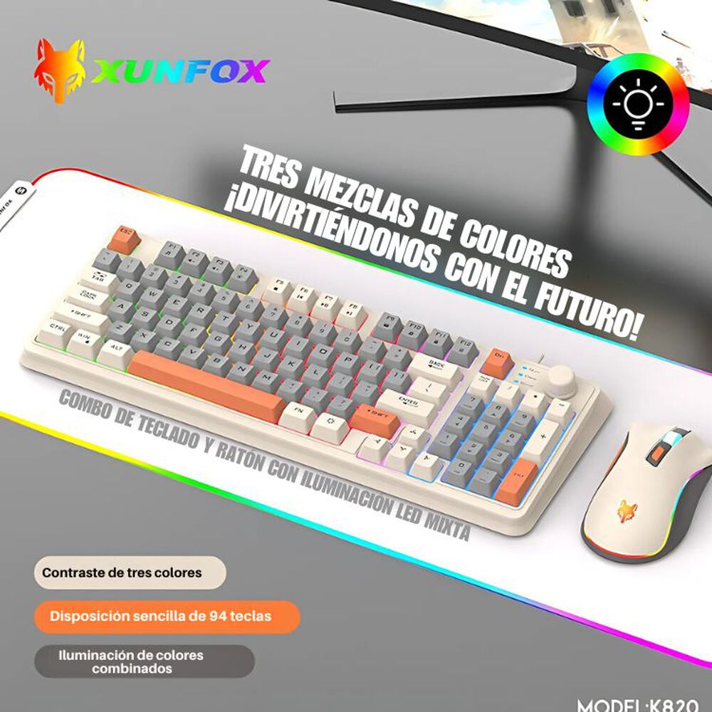 Teclado K82 + Mouse Para Pc Gamer Con Luces Led Rgb image number 9.0