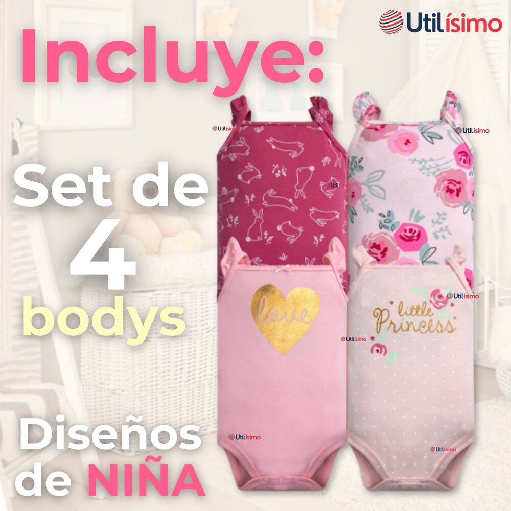 Pack 4 Bodys Ni&ntilde;a Sin Manga Tedmimak 100% Algod&oacute;n Princess Pink image number 1.0