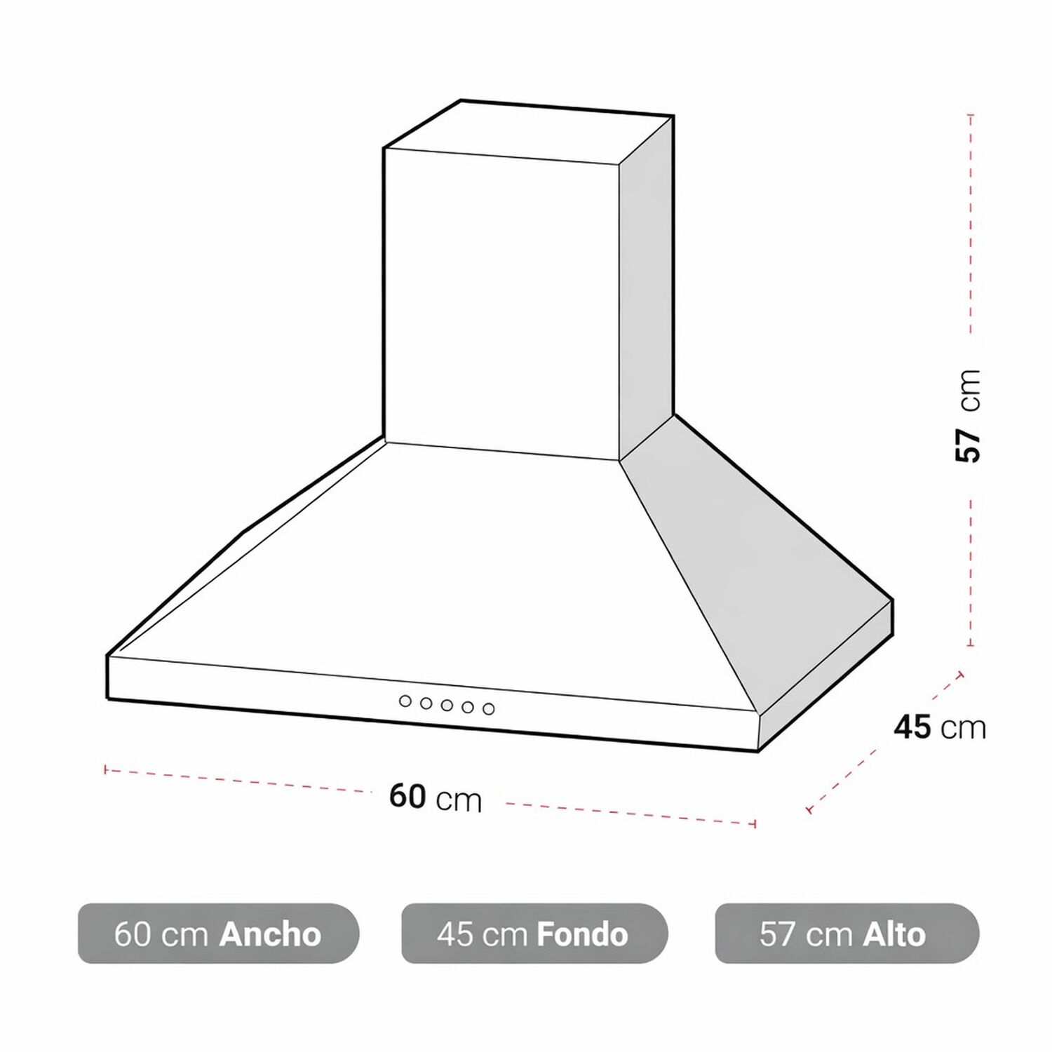 Campana Cocina Albin Trotter Pyramid 60 Cm Inox image number 4.0