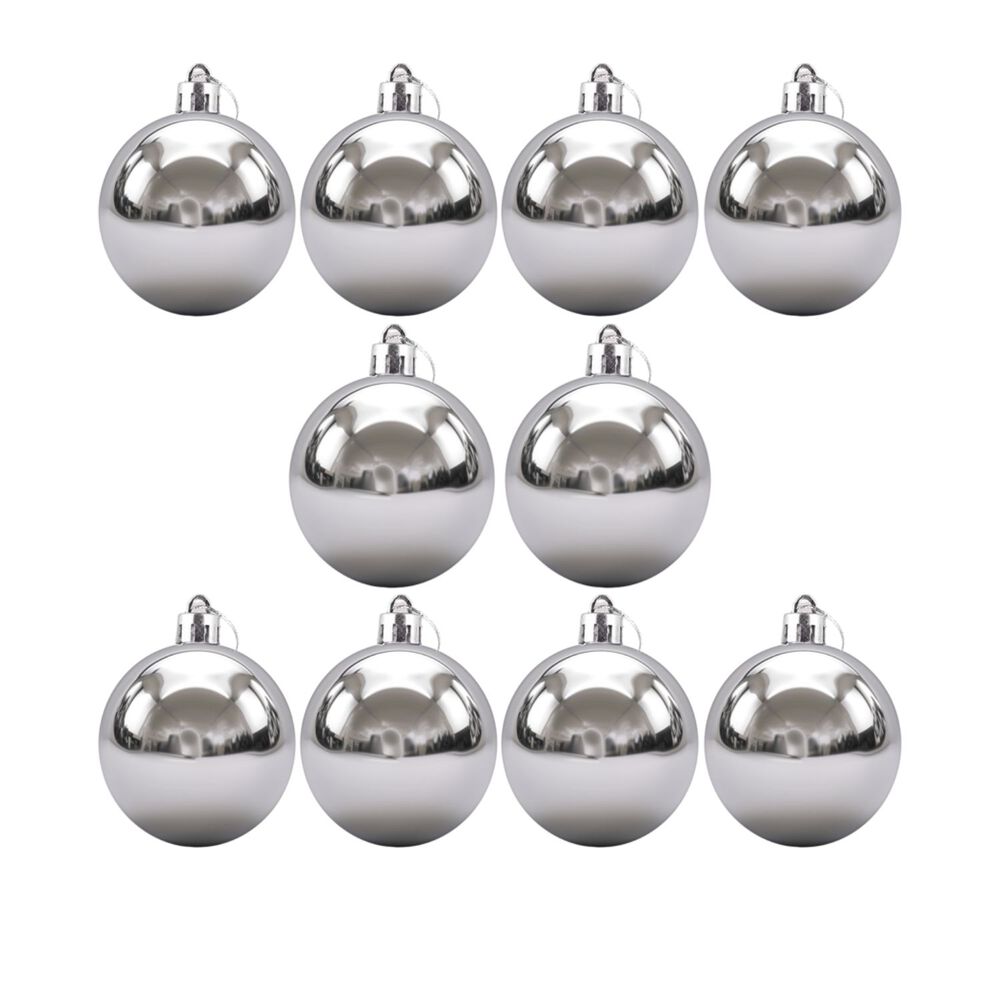 10 Esferas Bambalinas 6cm Navideña Plateado Hogar Decoración image number 0.0