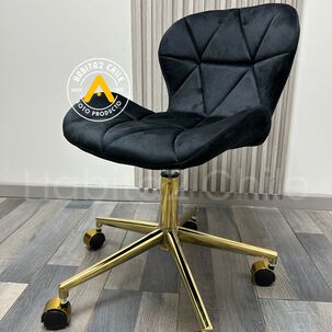 Silla Escritorio Mariposa Felpa Pedestal Dorado