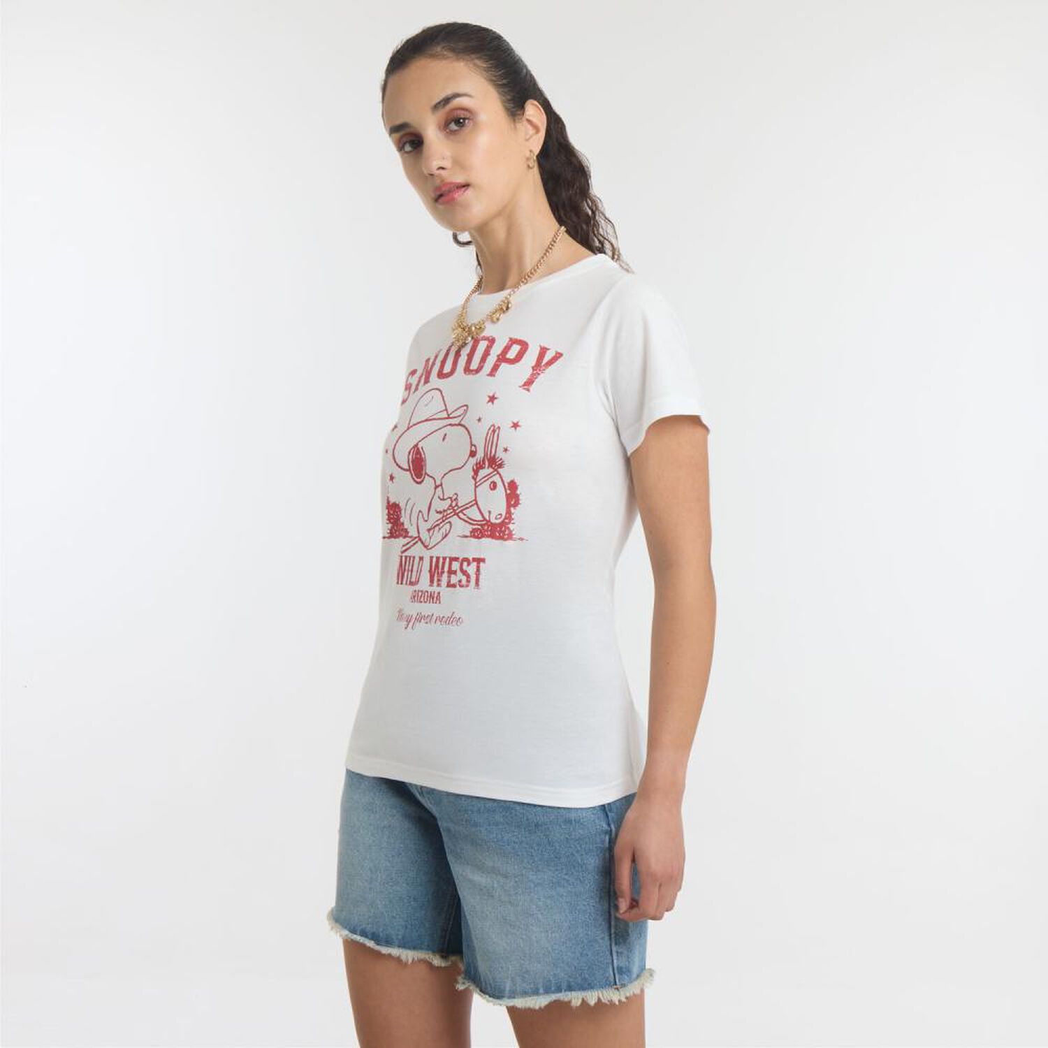 Polera Snoopy Manga Corta Cuello Redondo Mujer Freedom image number 2.0