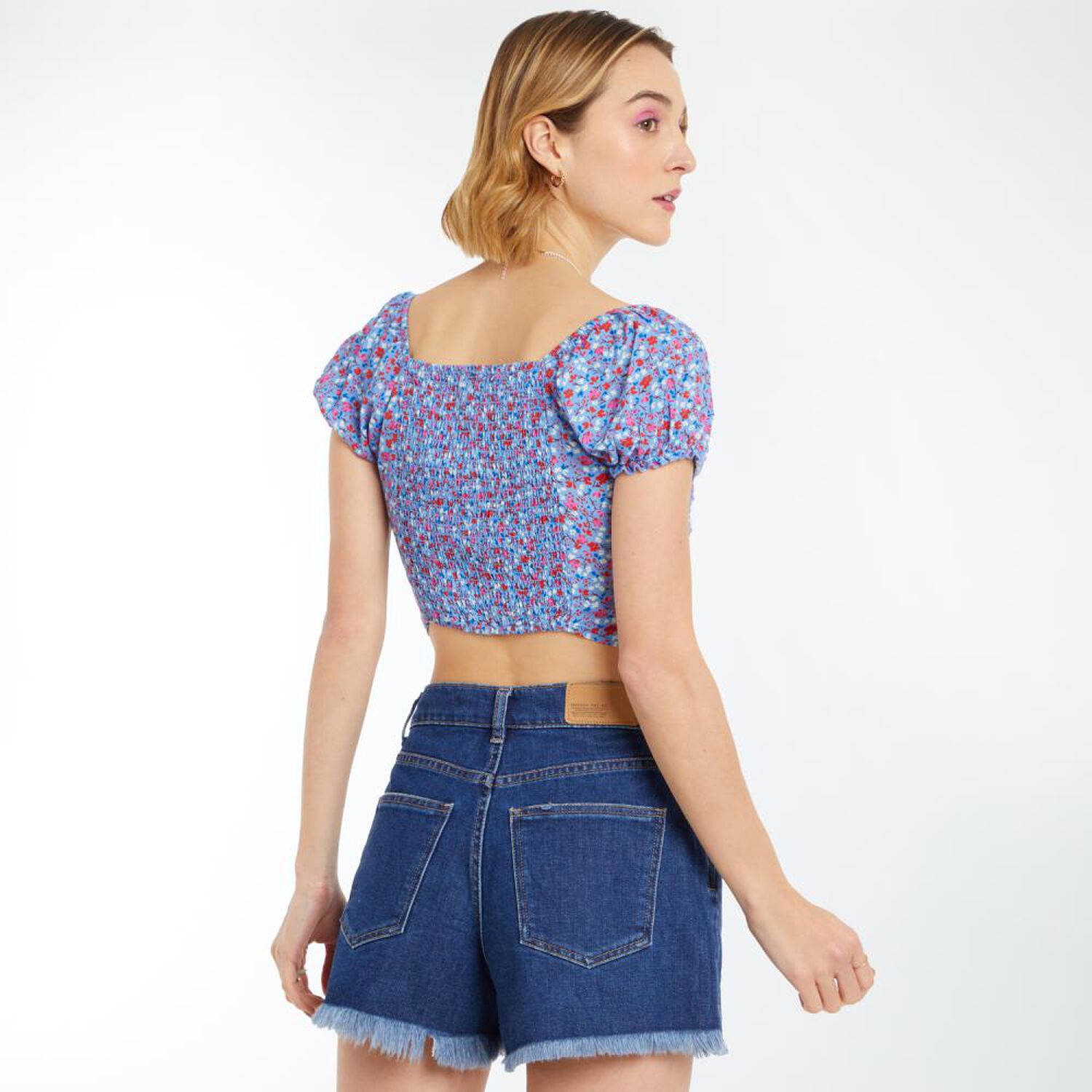 Blusa Cors&eacute; Manga Corta Cuello Cuadrado Mujer Freedom image number 3.0
