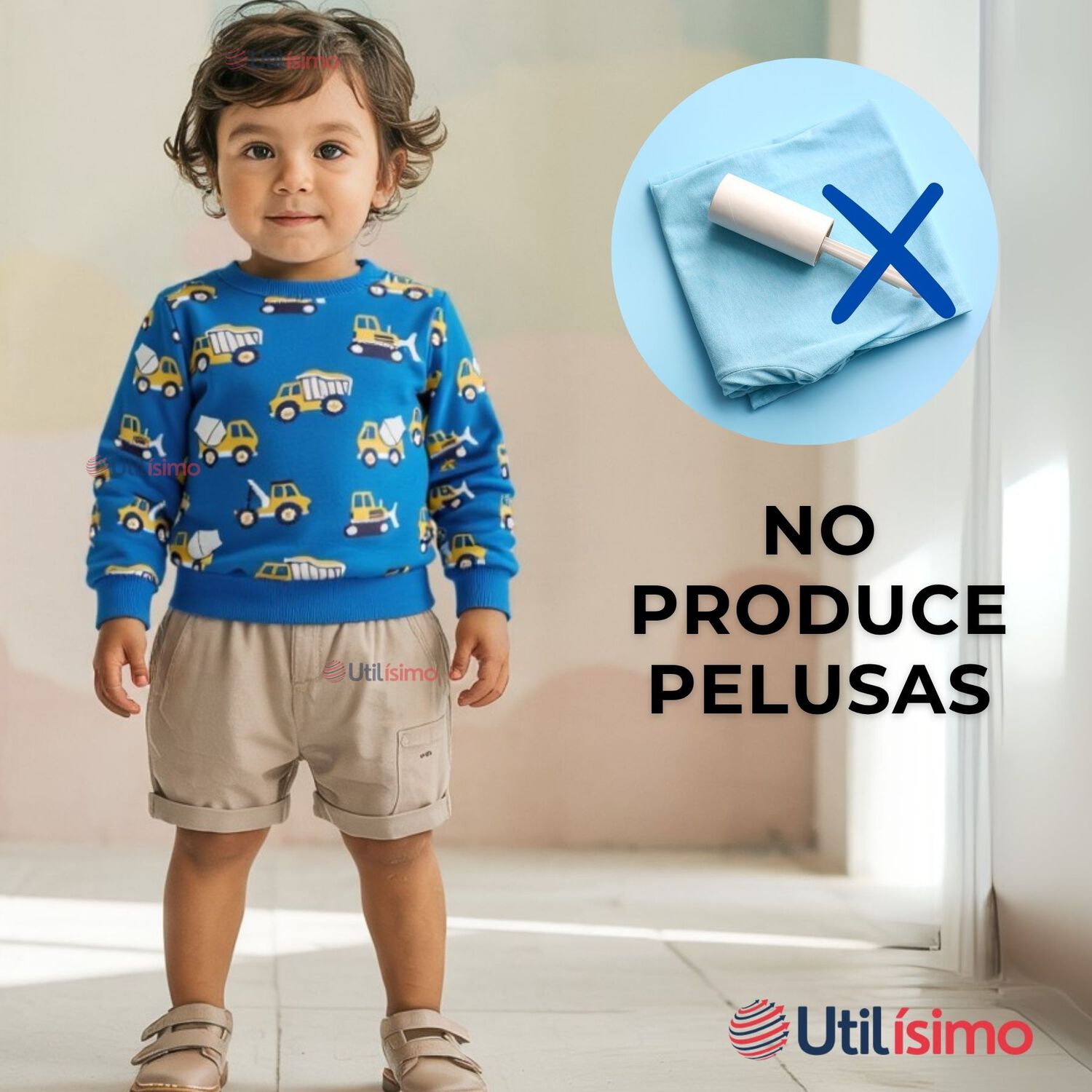Poler&oacute;n Ni&ntilde;o Manga Larga 100% Algod&oacute;n Azul Claro Gruas image number 6.0