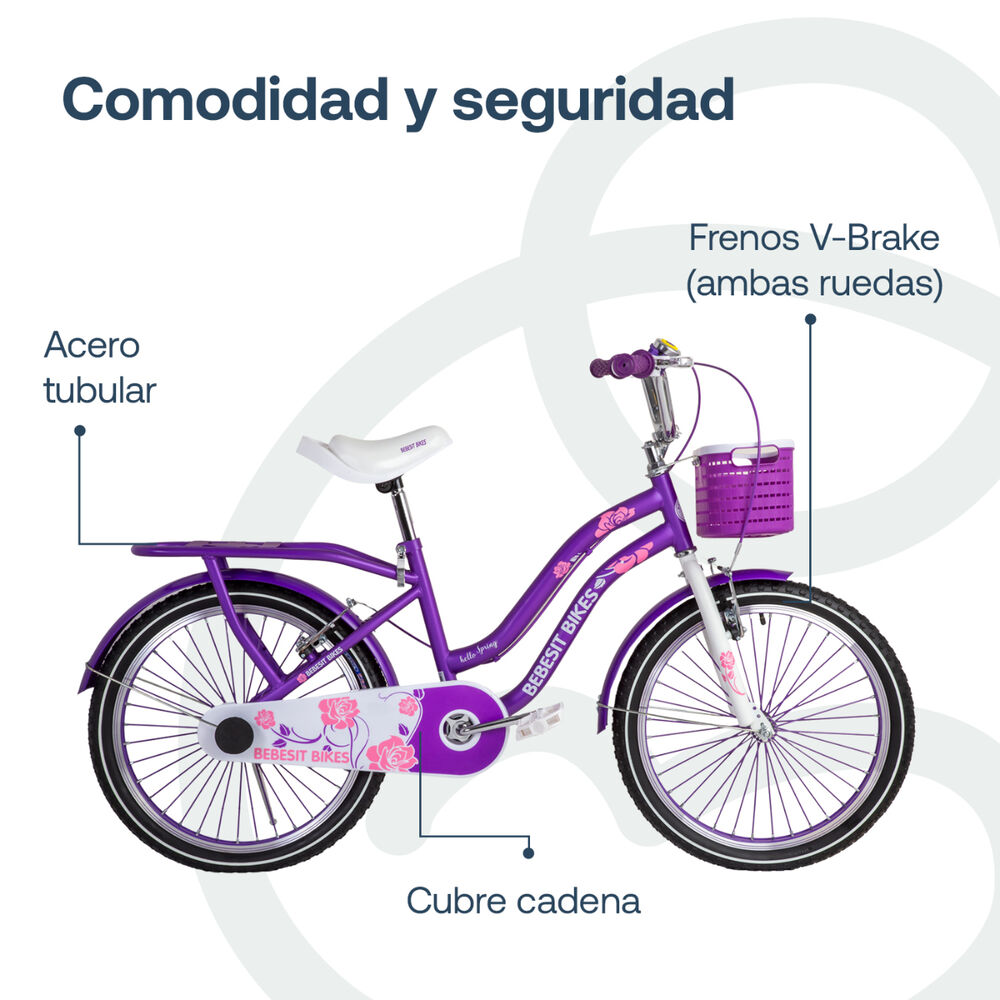 Bicicleta Infantil Queen Aro 20 Morada Bebesit image number 5.0
