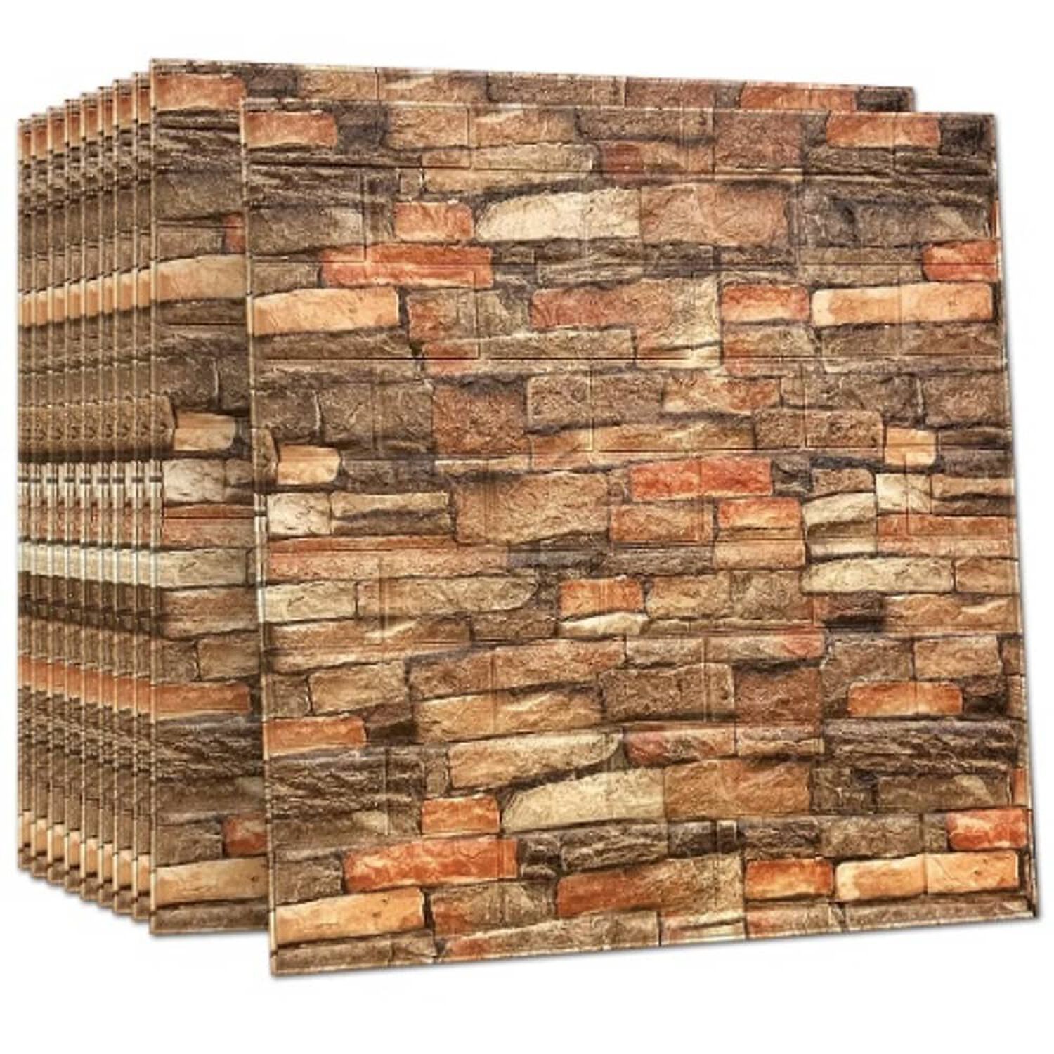 Pack 10 Lamina Papel Mural Autoadhesivo 3d Ladrillo image number 0.0