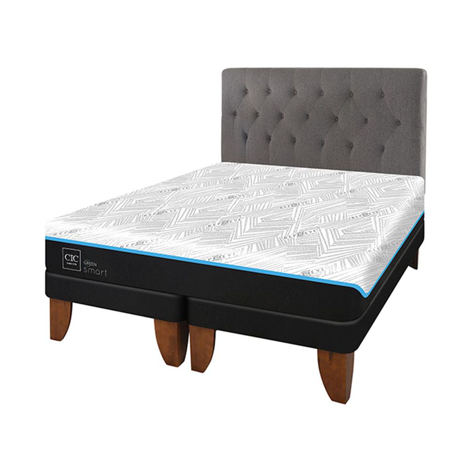 Cama Europea Cic Green Infinity / King / Base Dividida + Respaldo image number 1.0