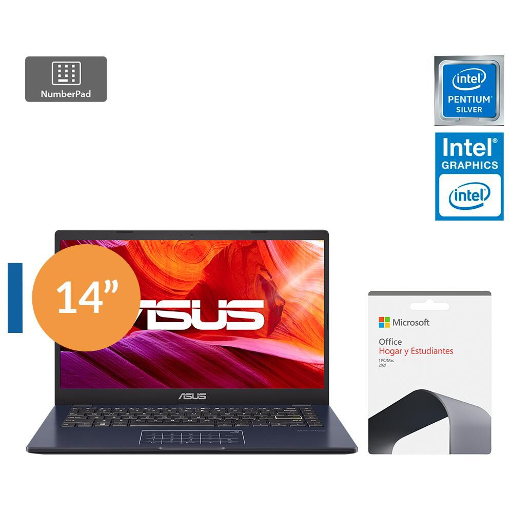 Notebook 14" Asus E410KA-EK317WS / Intel Pentium / 4 GB RAM / Intel  HD / 128 GB EMMC image number 0.0
