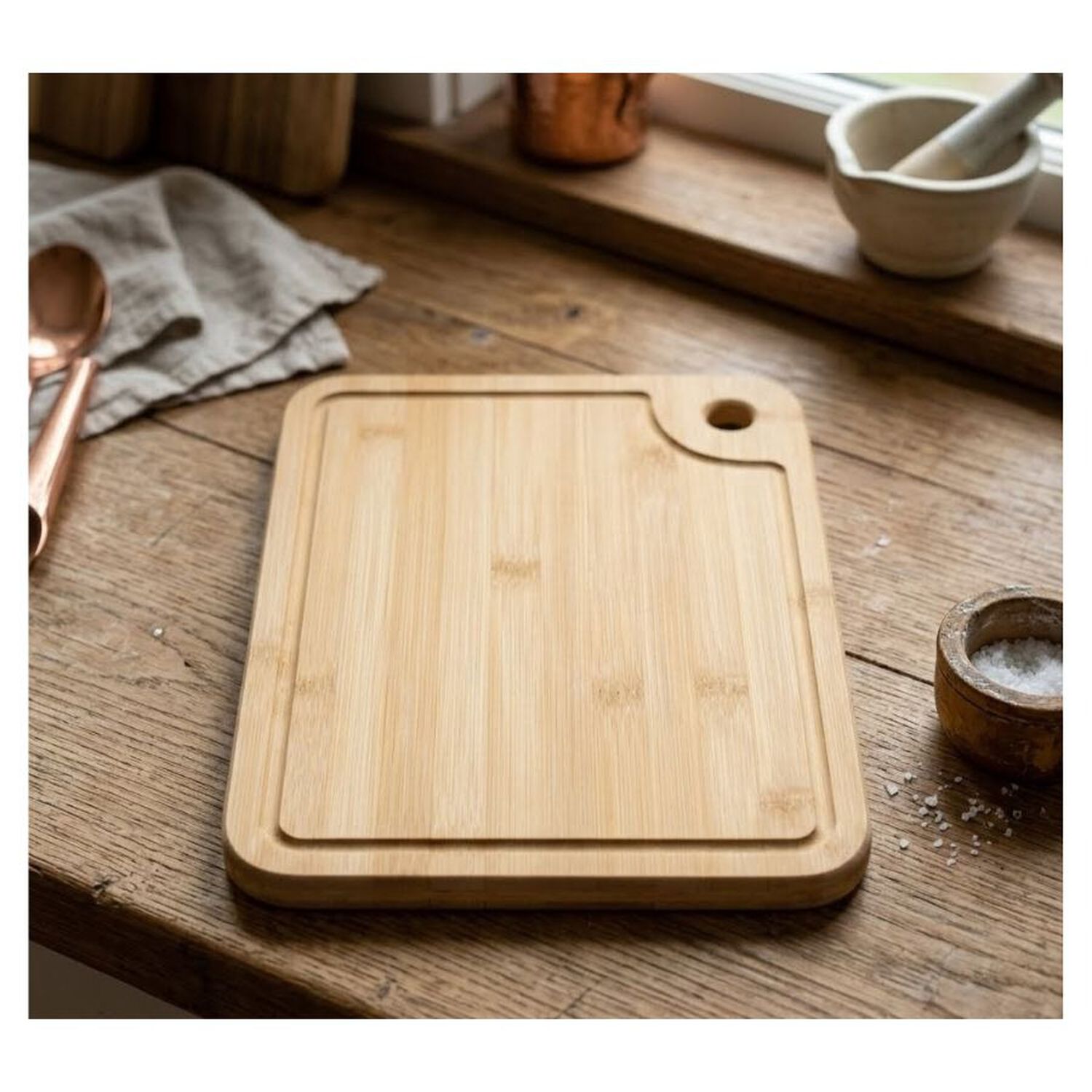 Tabla Cocina Bamb&uacute; Rectangular Antideslizante Con Ranura 28x38cm image number 4.0
