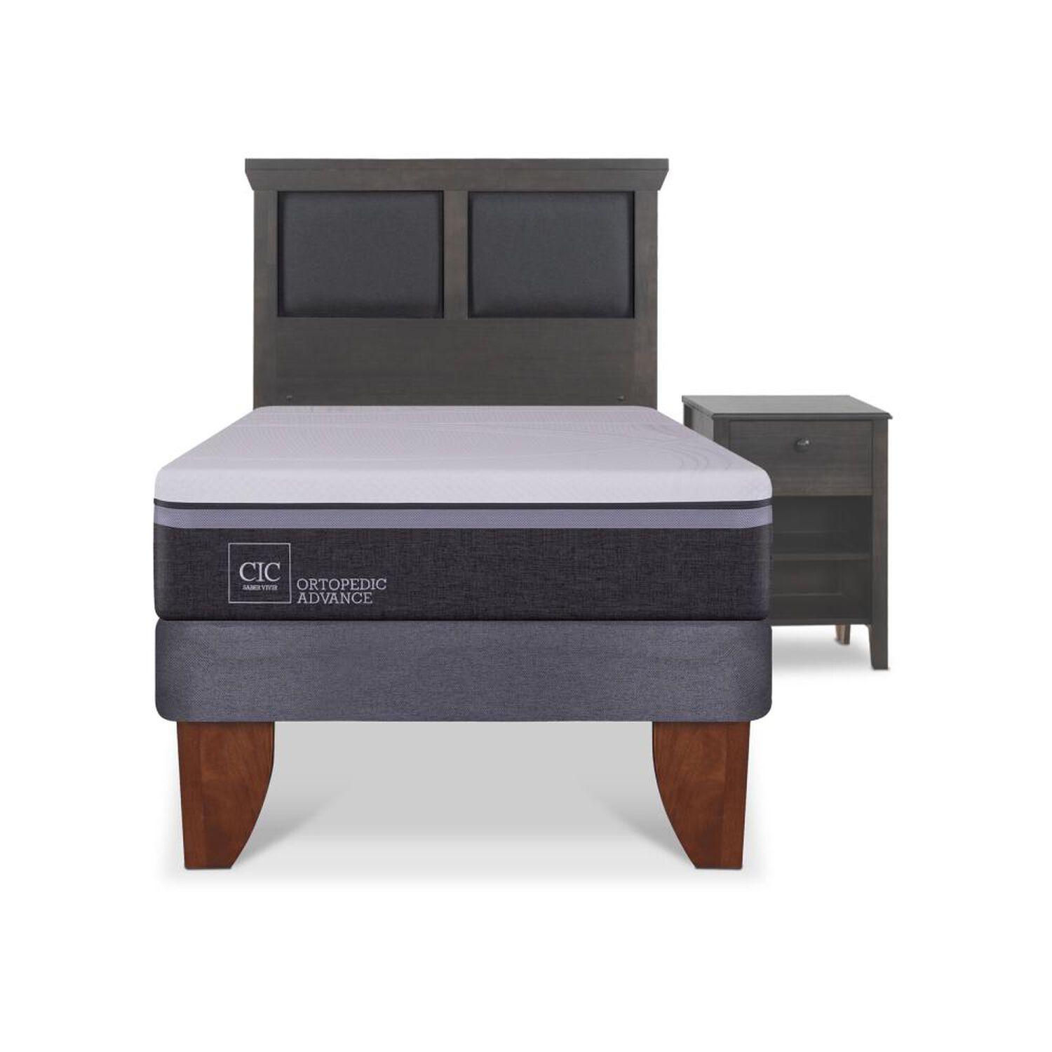 Cama Europea Cic Ortopedic Advance / 1.5 Plazas / Base Normal + Set De Maderas image number 0.0
