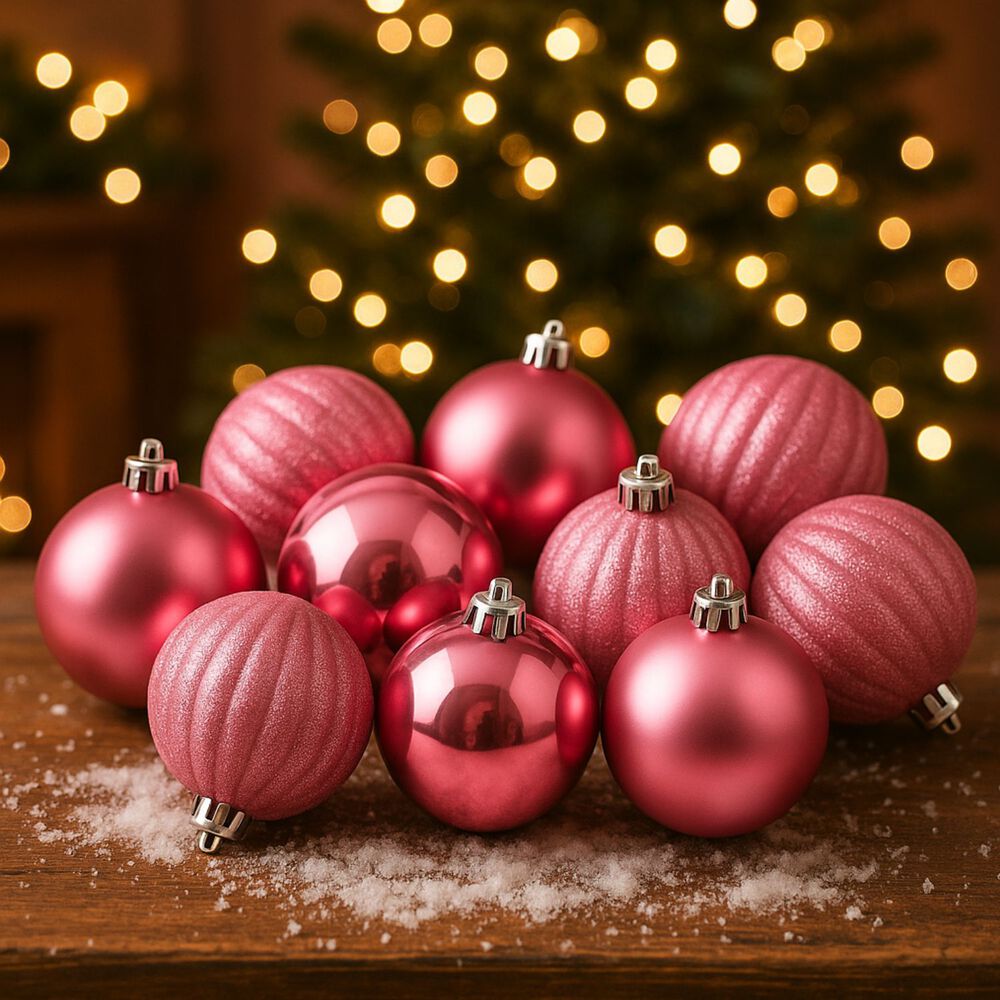 10 Bambalinas Esfera Navideña 6cm Oro Rosa Adorno Decoración image number 2.0