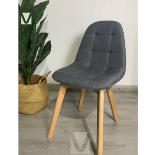 Pack 4 Silla Capiton&eacute; Lino N&oacute;rdica Con Patas De Madera Haya