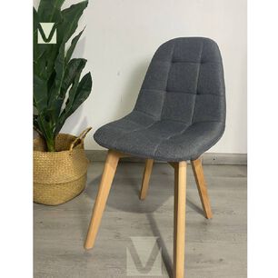 Pack 4 Silla Capiton&eacute; Lino N&oacute;rdica Con Patas De Madera Haya