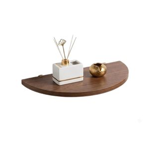 Repisa Flotante Semicircular Moderna Madera Nogal Oscuro 40cm