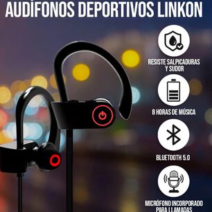 Audifonos Deportivos Inalambricos Bluetooth Microfono Color Negro Linkon