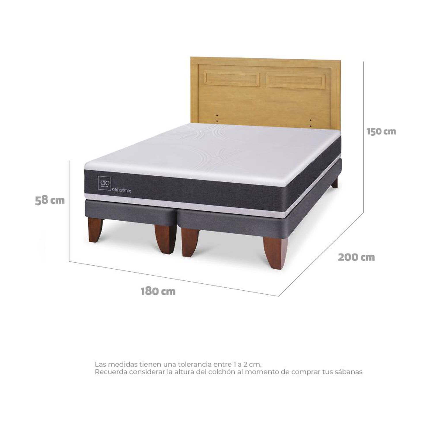 Cama Europea Cic Ortopedic / King / Base Dividida + Respaldo image number 3.0