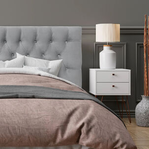 Respaldo De Cama Capitoné Premium Felpa Gris Plata 1 Plaza