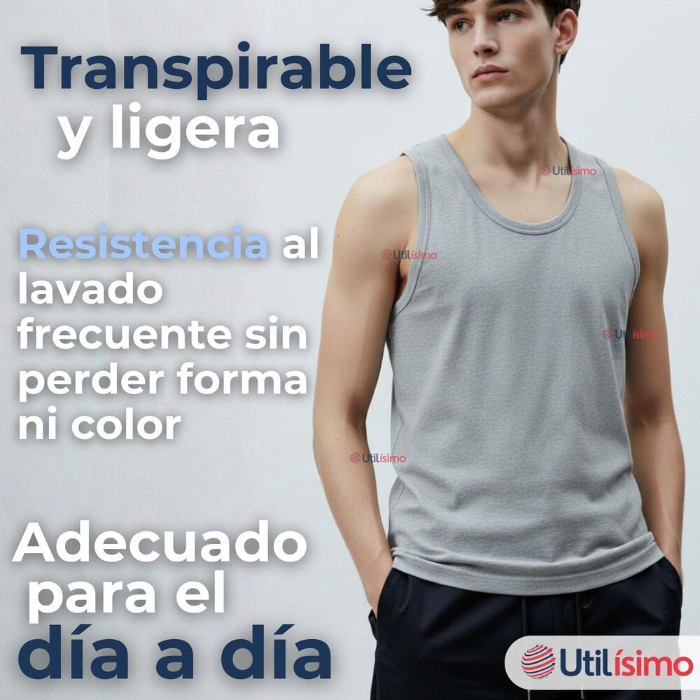 Pack 3 Camisetas Sin Manga Básicas Suaves 100% Algodón Colores Surtidos Hombre image number 6.0