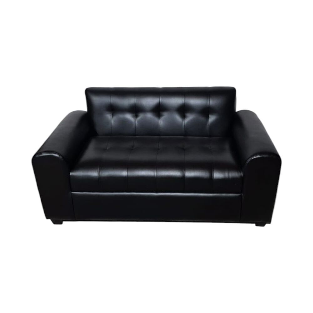 Sofa Dos Cuerpos Brazos Redondos Ecocuero Negro image number 1.0