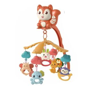 Juguete Movil Sonajero Infantil Con Luz Y Sonido Ardilla Naranja