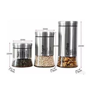 Set 3 Frascos Vidrio Especieros De Cocina