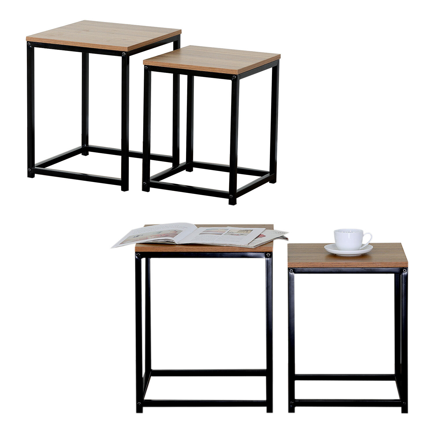 Set Mesas Laterales Auxiliares Industrial Caf&eacute; image number 5.0