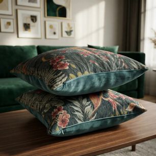 Set De 2 Cojines Decorativos 45 45 Cm Verde Petr&oacute;leo