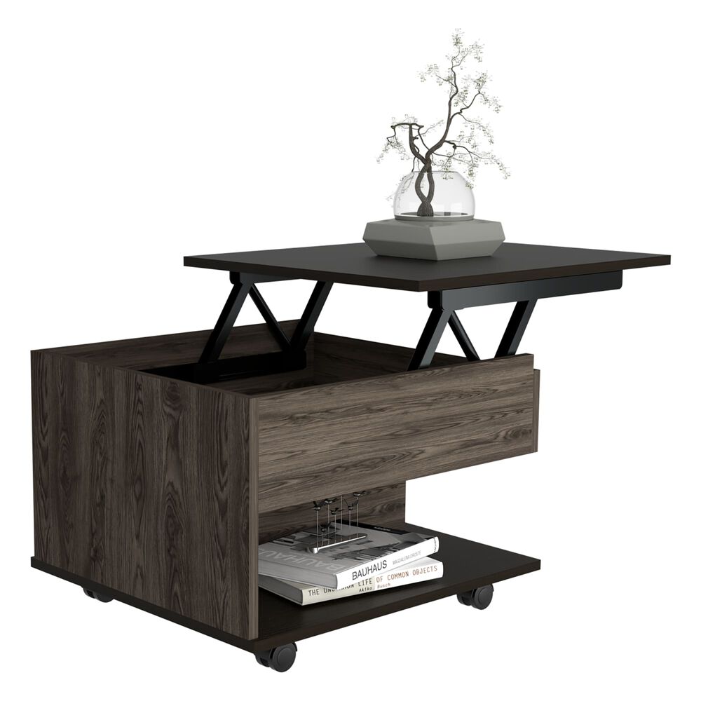 Mesa De Centro Extensible Fm-001o - Café Oscuro Y Negro image number 1.0