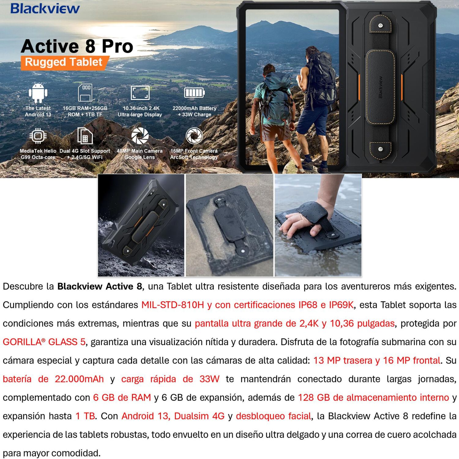 Blackview Active 8 - Tablet Resistente Ip68/ip69k, 22.000mah image number 1.0