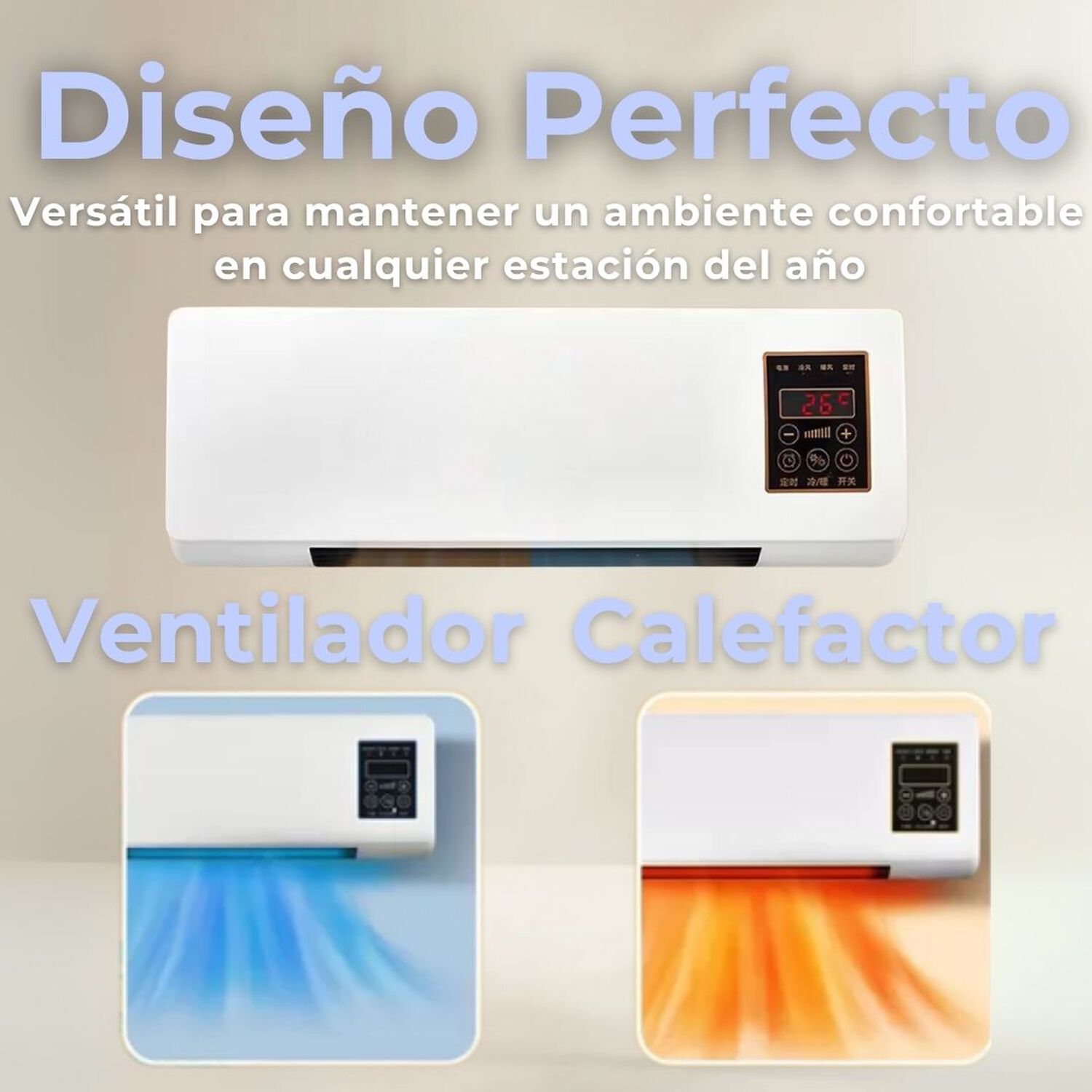 Calefactor Y Ventilador 2 En 1 Port&aacute;til Modular Pared Mesa image number 1.0