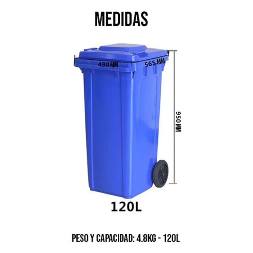 Contenedor Cubo Basurero Grande Con Tapa Y Ruedas 120l image number 2.0
