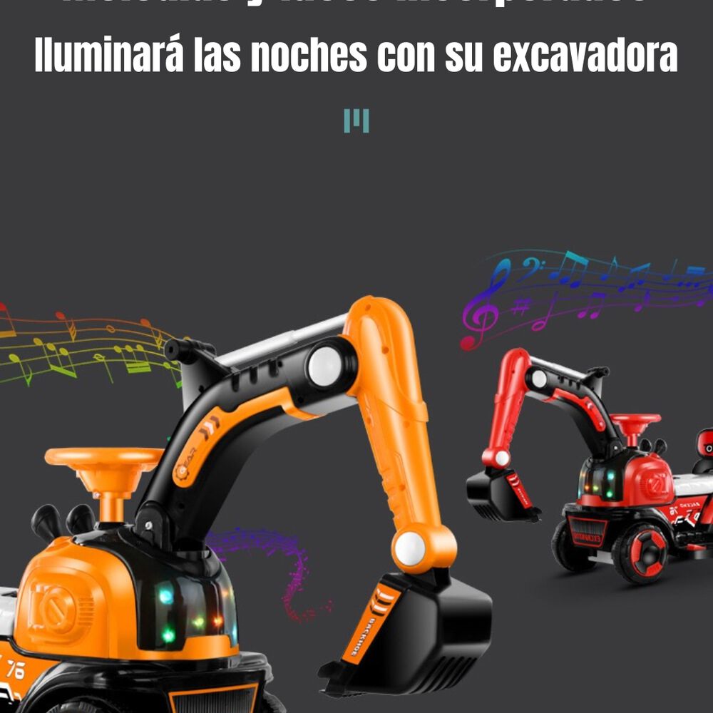 Excavadora Eléctrica Montable Luces Música Lubabycas Azul image number 3.0