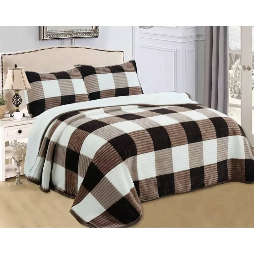 Manta Frazada T&eacute;rmica Chiporro Fundas Almohada 2 Plazas. Cafe image number 0.0