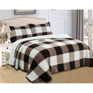 Manta Frazada T&eacute;rmica Chiporro Fundas Almohada 2 Plazas. Cafe